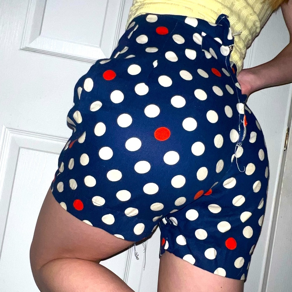 Handmade Vintage Polkadot Dots High Rise 1970’s Shorts